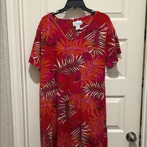 Coral Bay Red and Orange Tropical Maxi Dress